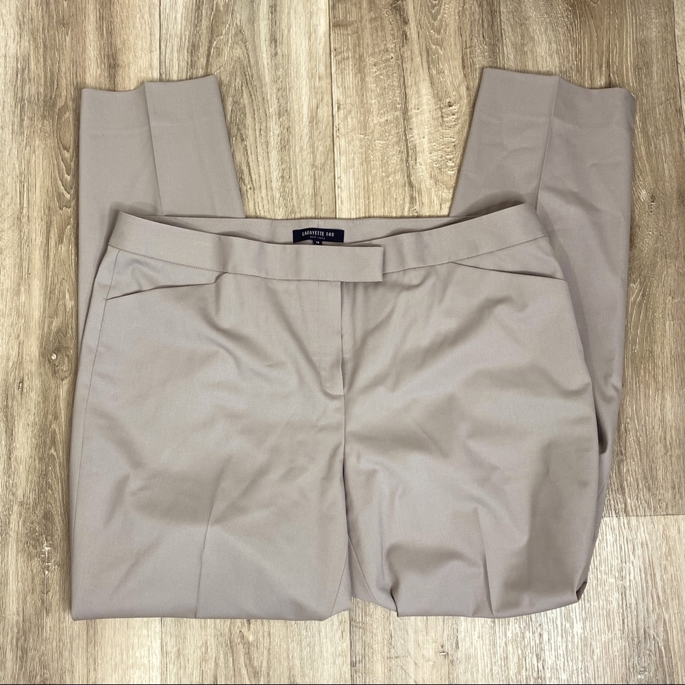 Lafayette 148 Irving Stretch Virgin Wool Pants Beige Size 14